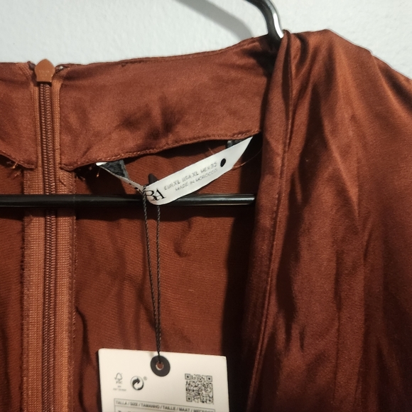 Zara NWT LIMITED EDITION midi shirt dress in satin chocolate - Picture 8 of 11